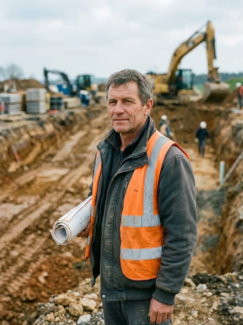 Portrait de Marc Reuter, gérant de Terrassement Reuter, sur un chantier au Luxembourg